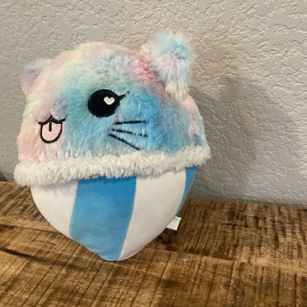 Cute And Cuddly Marshmallow Snow Cone Kitty Plush Stuffed Animal Toy 9.5